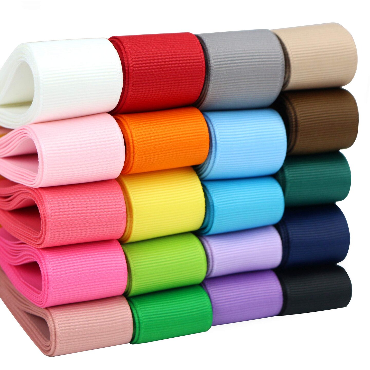 Ribbon Grosgrain Ribbon 1 inch Ribbon 20 Solid Color Ribbon Assortment, 1&#x22; X 2 Yard Each, Total 40 Yds Per Package, Thin Ribbon Grosgrain Thick Ribbon Fabric Ribbons for Crafts, Hair Bow Supplies