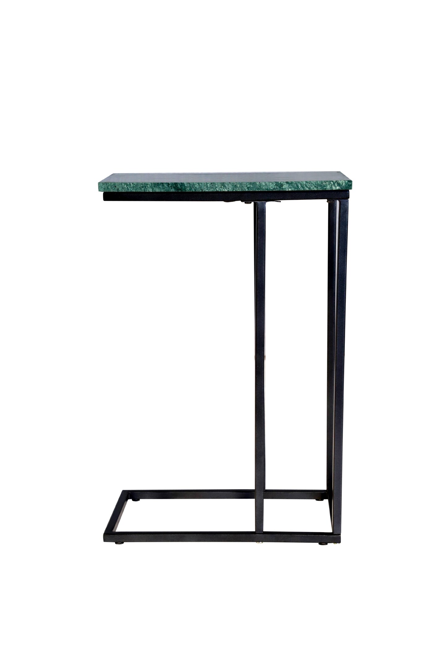 Green Marble &#x22;C&#x22; Table With Grey Metal Frame-24 Inch Height