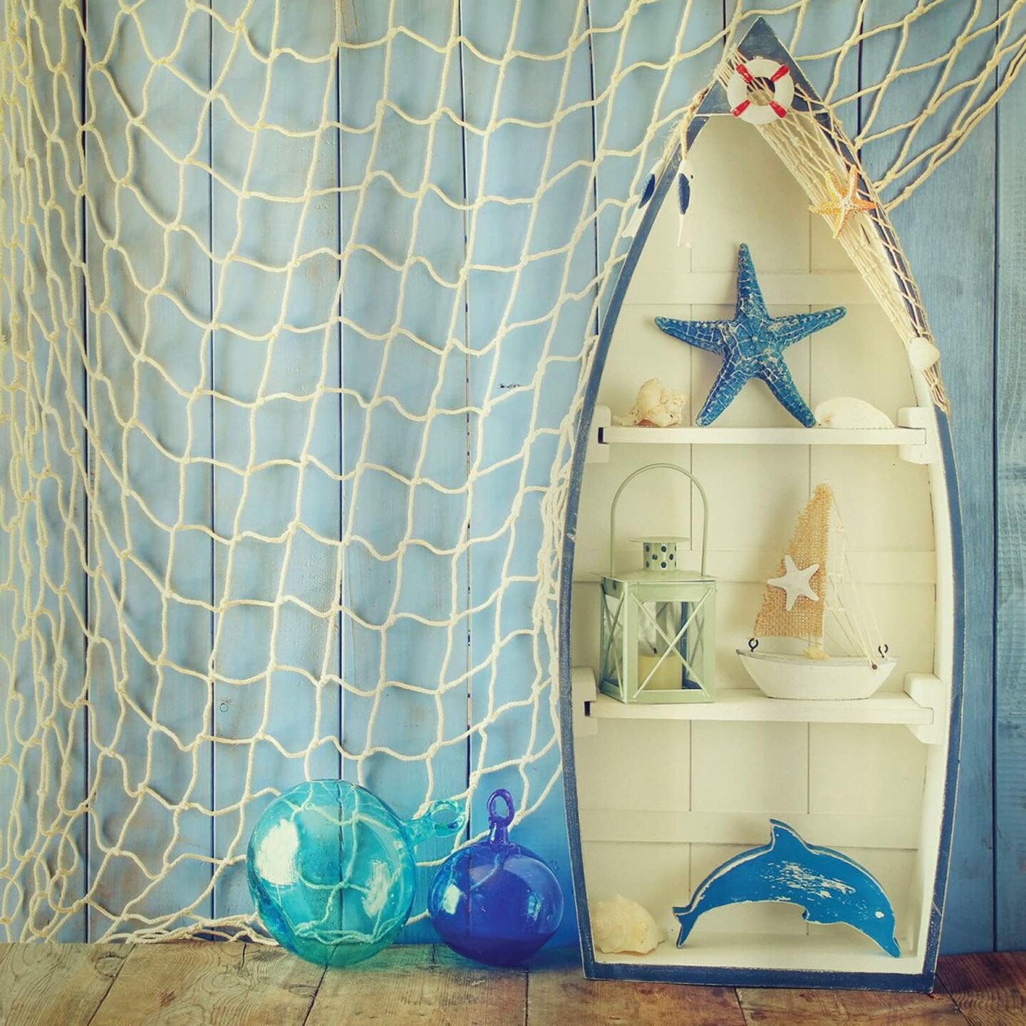 4E&#x27;s Novelty 1 Pack Fish Net Decorations - Natural Cotton 14ft x 4ft Beach Themed Party Decor