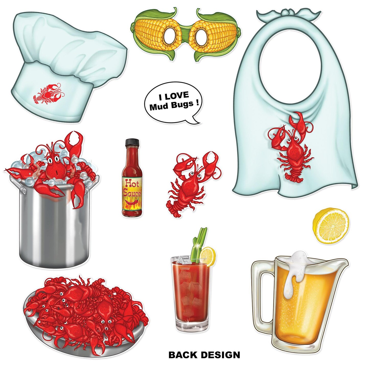 132 Piece Beistle Mardi Gras Crawfish Photo Fun Signs