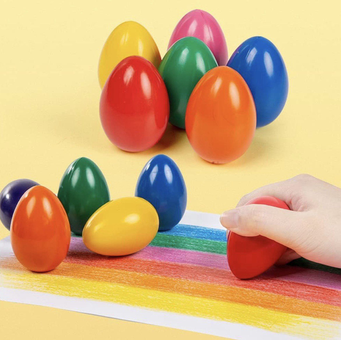 Egg Crayons 9 colors Wax Crayons Easter Basket Stuffers Toys for Kids Toddlers Gift for Boys and Girls Easter Gift for Baby