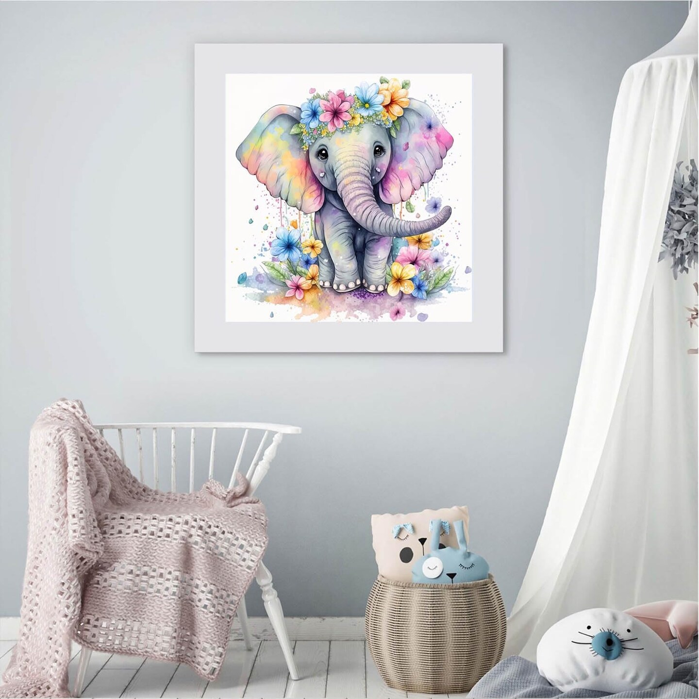 Baby Elephant Diamond Art Kits for Adults, Round Full Drill Diamond Painting Kits for Beginners Gem Art