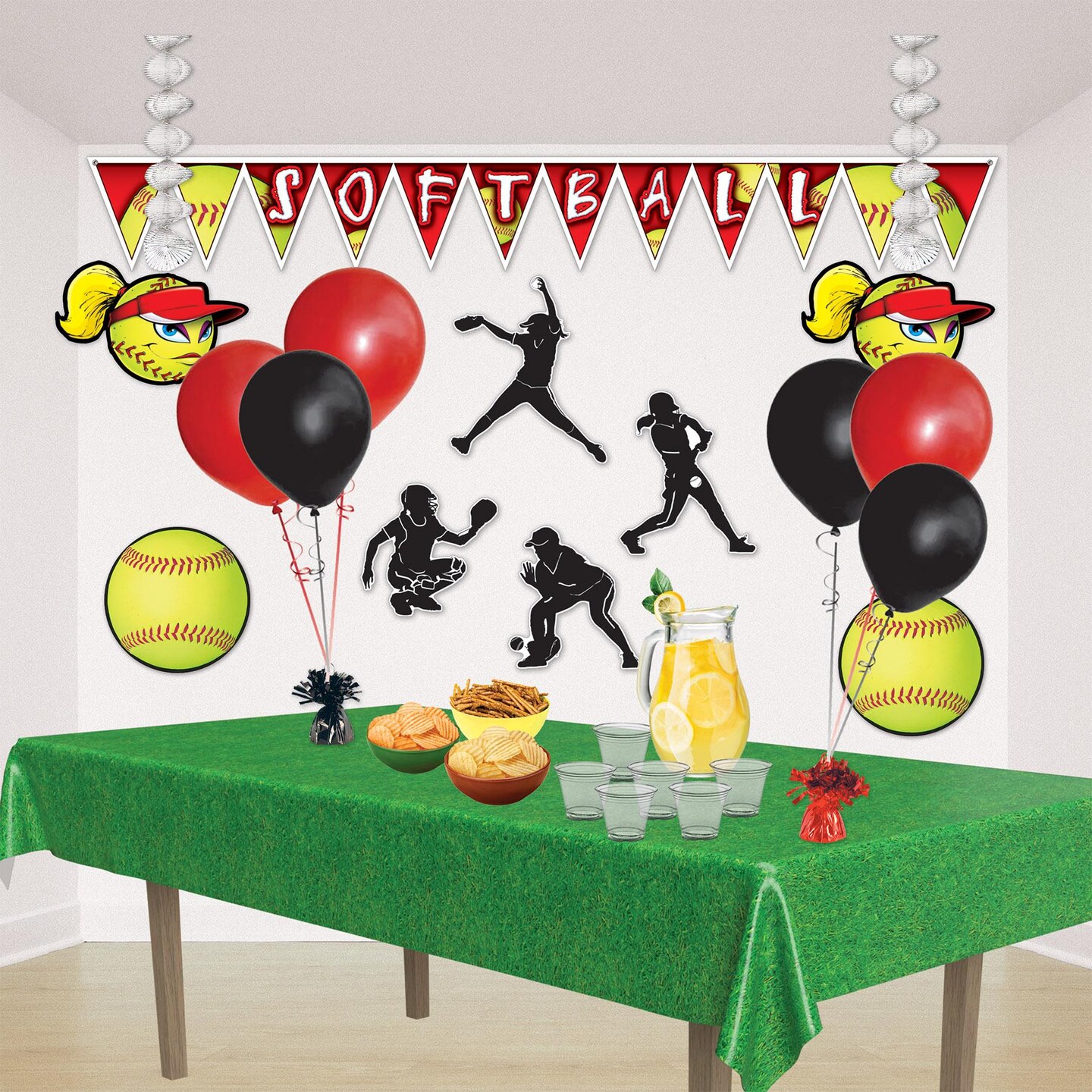 48 Piece Beistle Softball Party Silhouettes