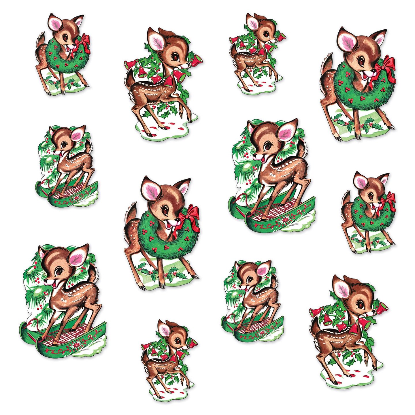 72 Pack Beistle Vintage Christmas Reindeer Cutouts