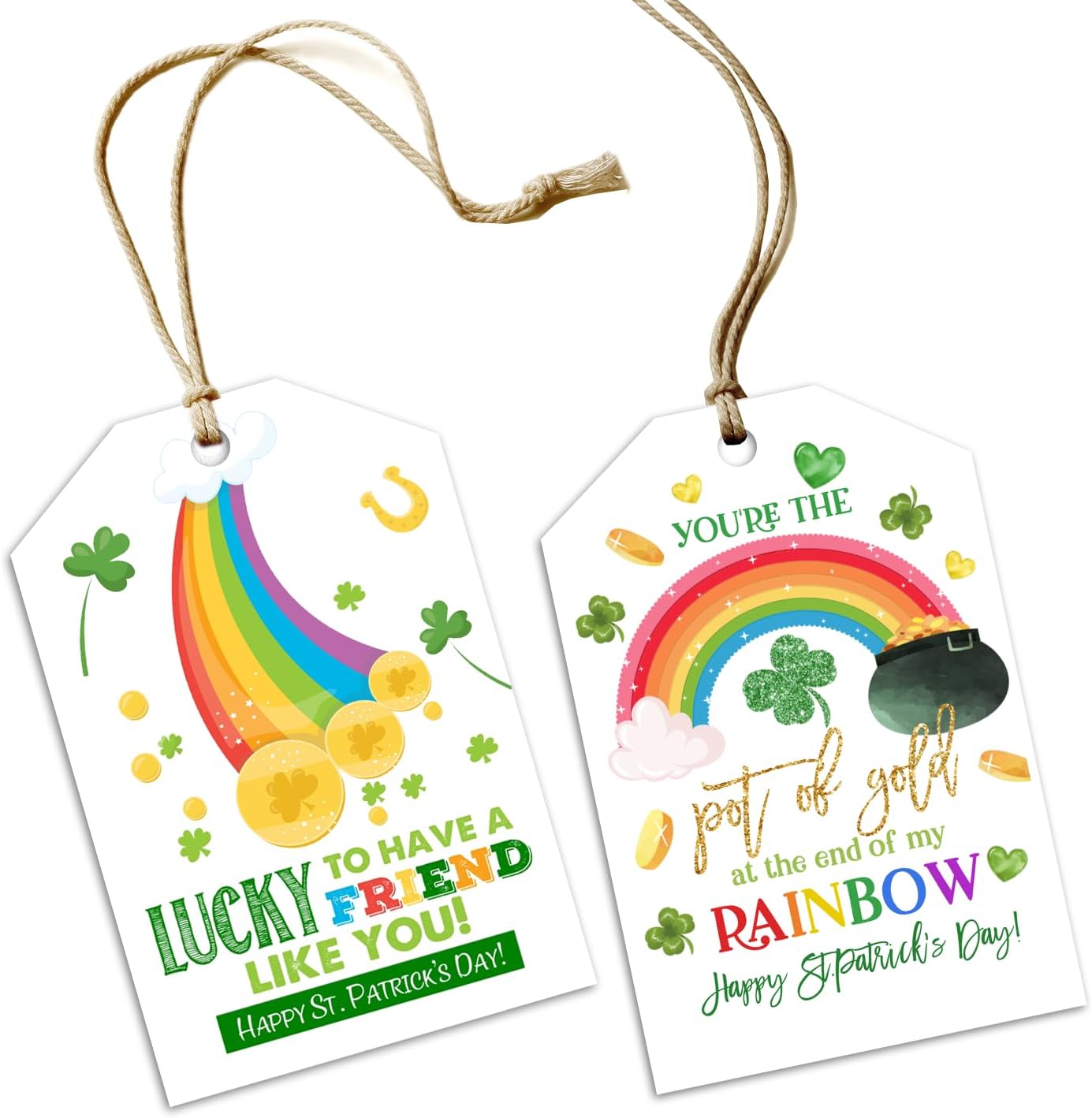 50Pcs St. Patrick&#x27;s Day Tags - Green Clover Tags Decoration Irish Gift Hanging Tags