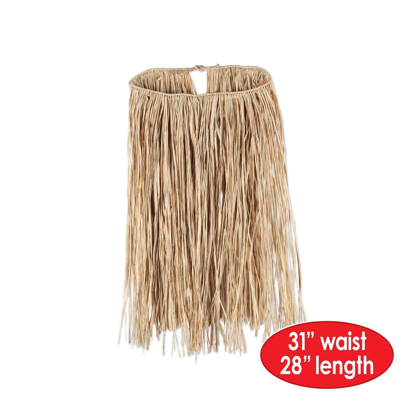 12 Pack Beistle Luau Party Adult Raffia Hula Skirt - Natural (31&#x22;W x 28&#x22;L)