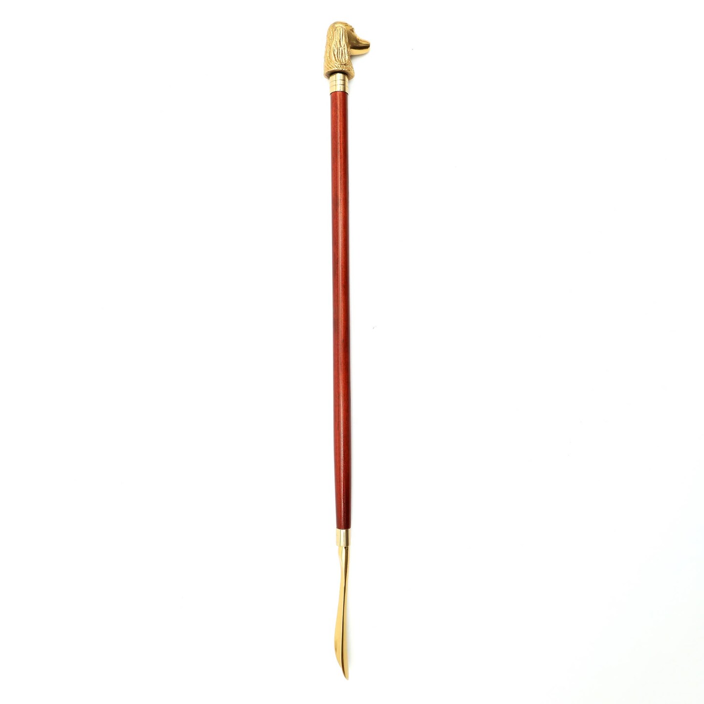 Dog-Shaped Metal Handle Wooden Shoehorn &#x2013; 30&#x22;