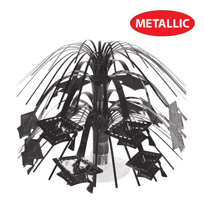 12 Pack Beistle Black Grad Cap Mini Cascade Centerpiece