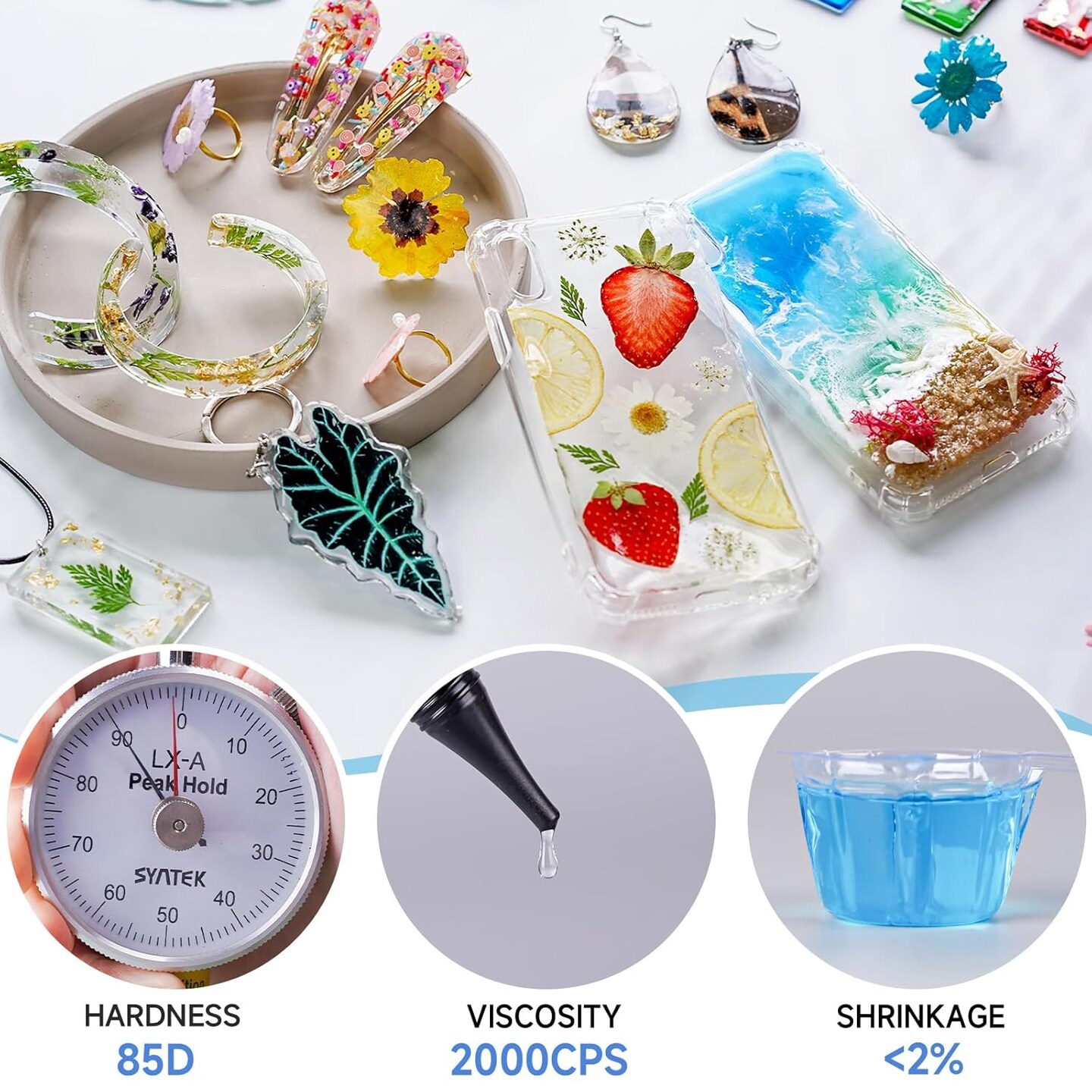 LET'S RESIN UV Resin,200g Low Viscosity Crystal Clear Ultraviolet Thin Epoxy Resin, Quick-Curing&Low Shrinkage UV Resin Kit for Crafts, Jewelry Making, Casting