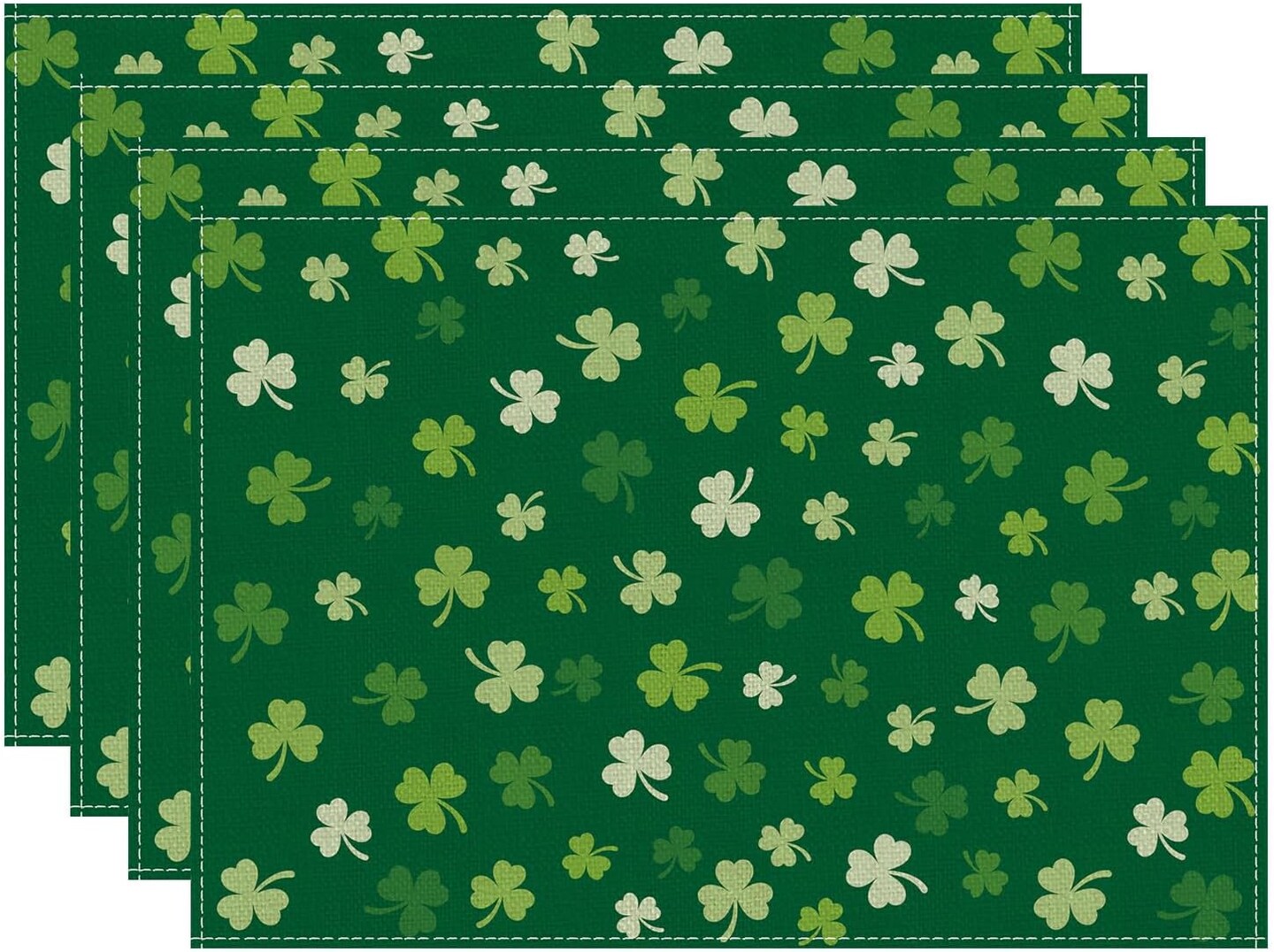 St. Patrick&#x27;s Day Green Shamrock Placemats Set of 4 Table Mats 12 x 18 Inch Party Home Dining Decor Table Decorations