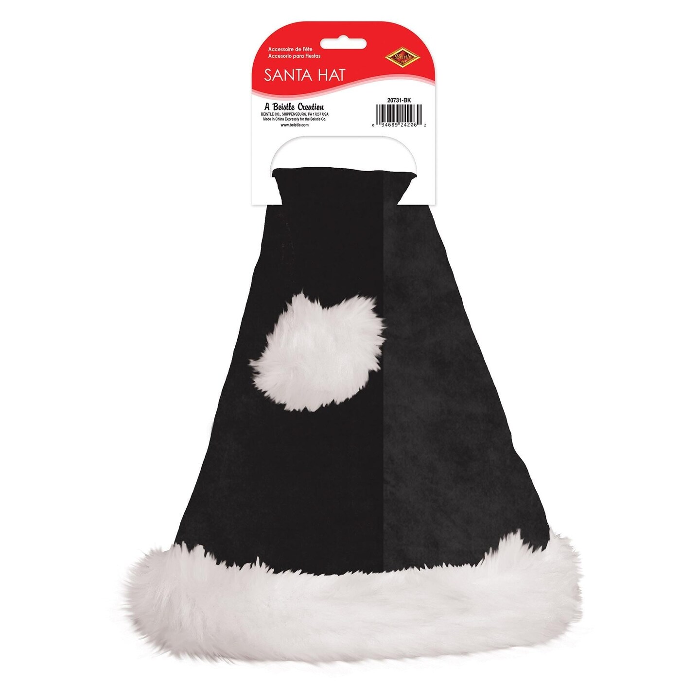 12 Pack Beistle Black Santa Hat