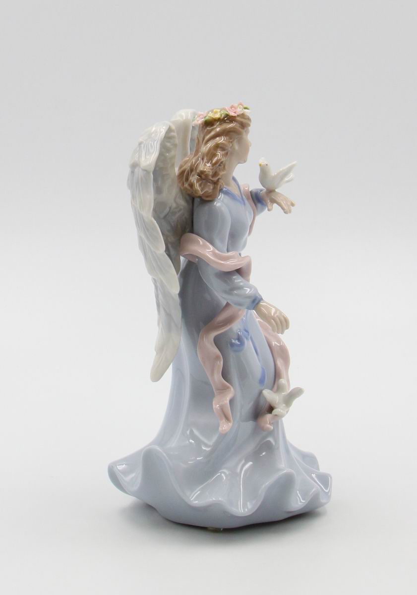 Ceramic Angel Holding Peace Dove Music Box, Home D&#xE9;cor, Religious D&#xE9;cor, Religious Gift, Church D&#xE9;cor, Baptism Gift