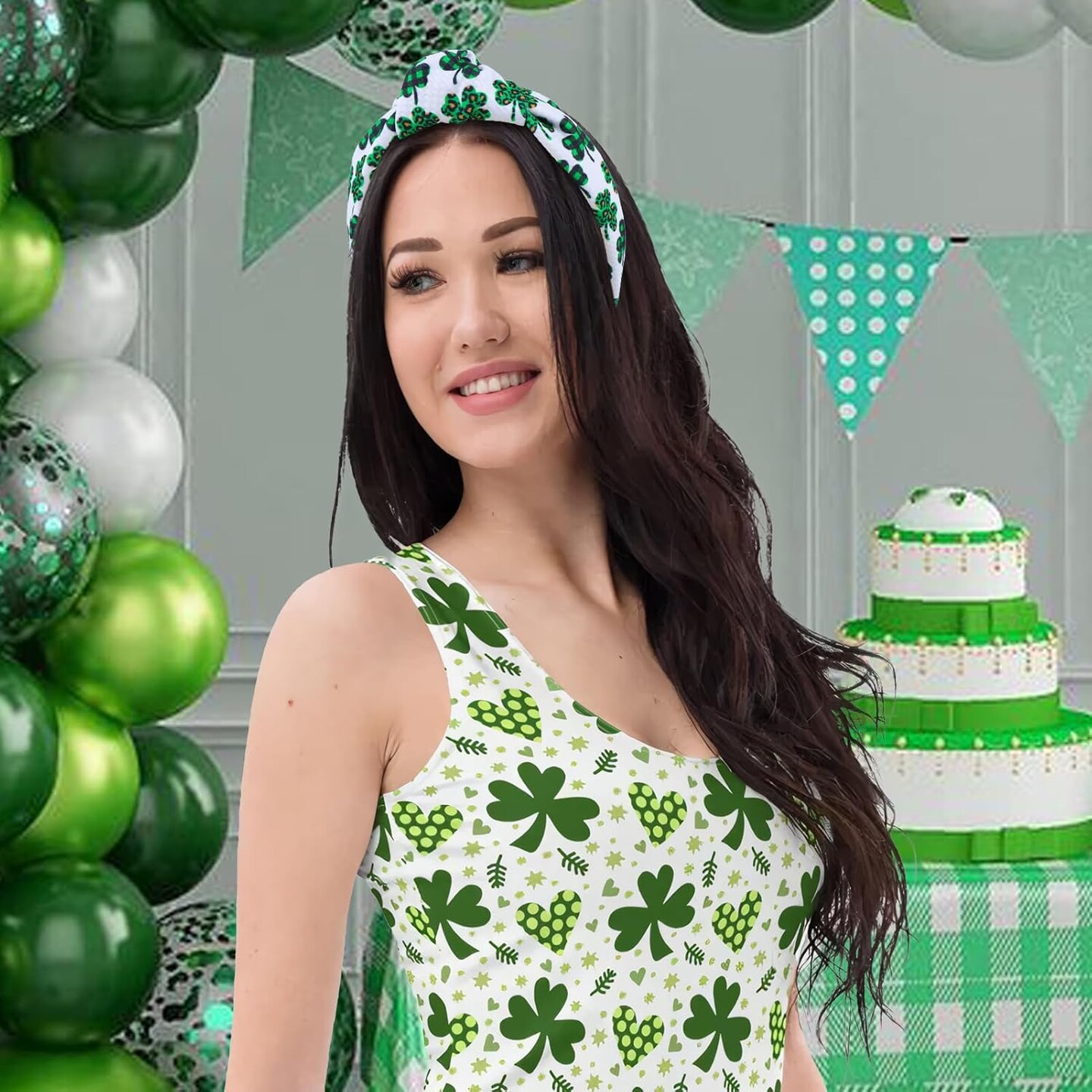 Knotted Clover Shamrock Headbands - Wide Hair Bands for Women and Girls, St. Patrick&#x27;s Day Party Gifts