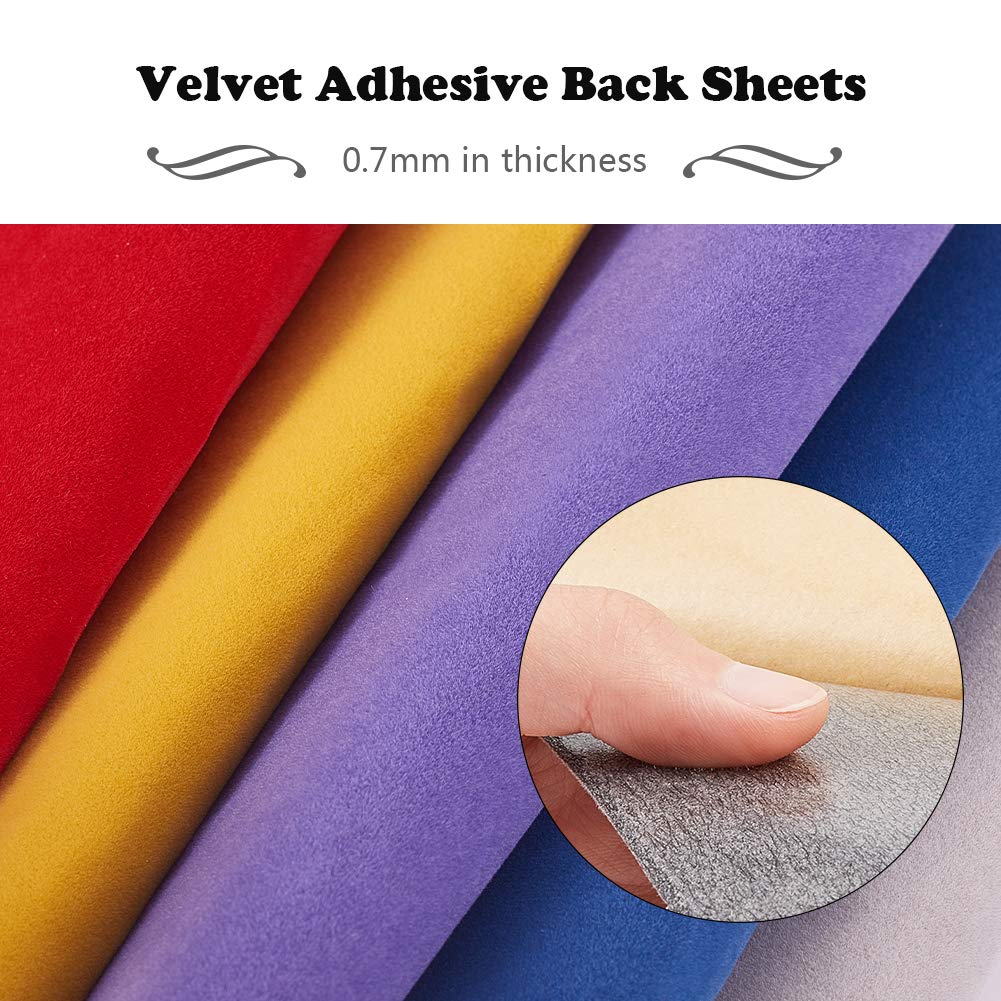 19 Colors 8.3x11.8 Velvet Fabric Sticky Back Adhesive Back Sheets A4 Self-Adhesive Velvet Fabric Sheet for Halloween Christmas Decor Art and Craft Making