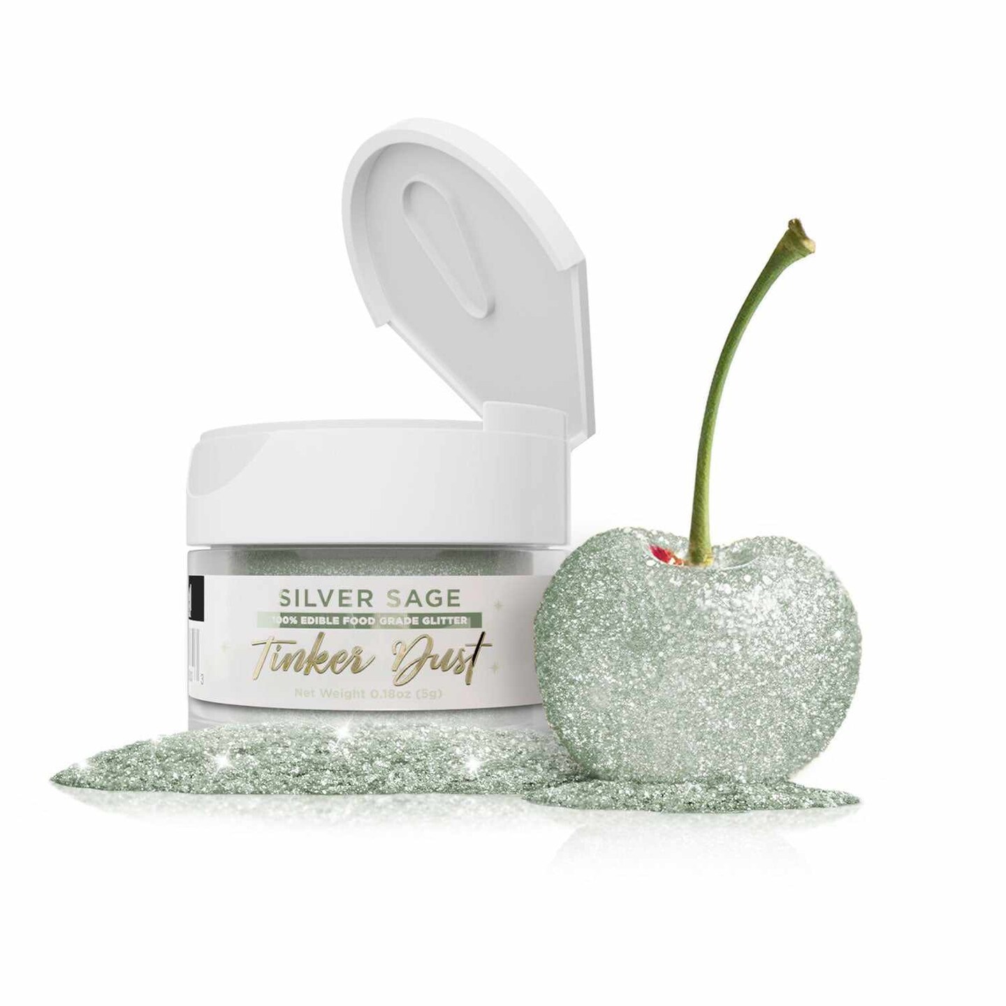 Bakell - Silver Sage Tinker Dust Edible Glitter (5g, 1x Jar) for Food, Desserts, and Beverages!