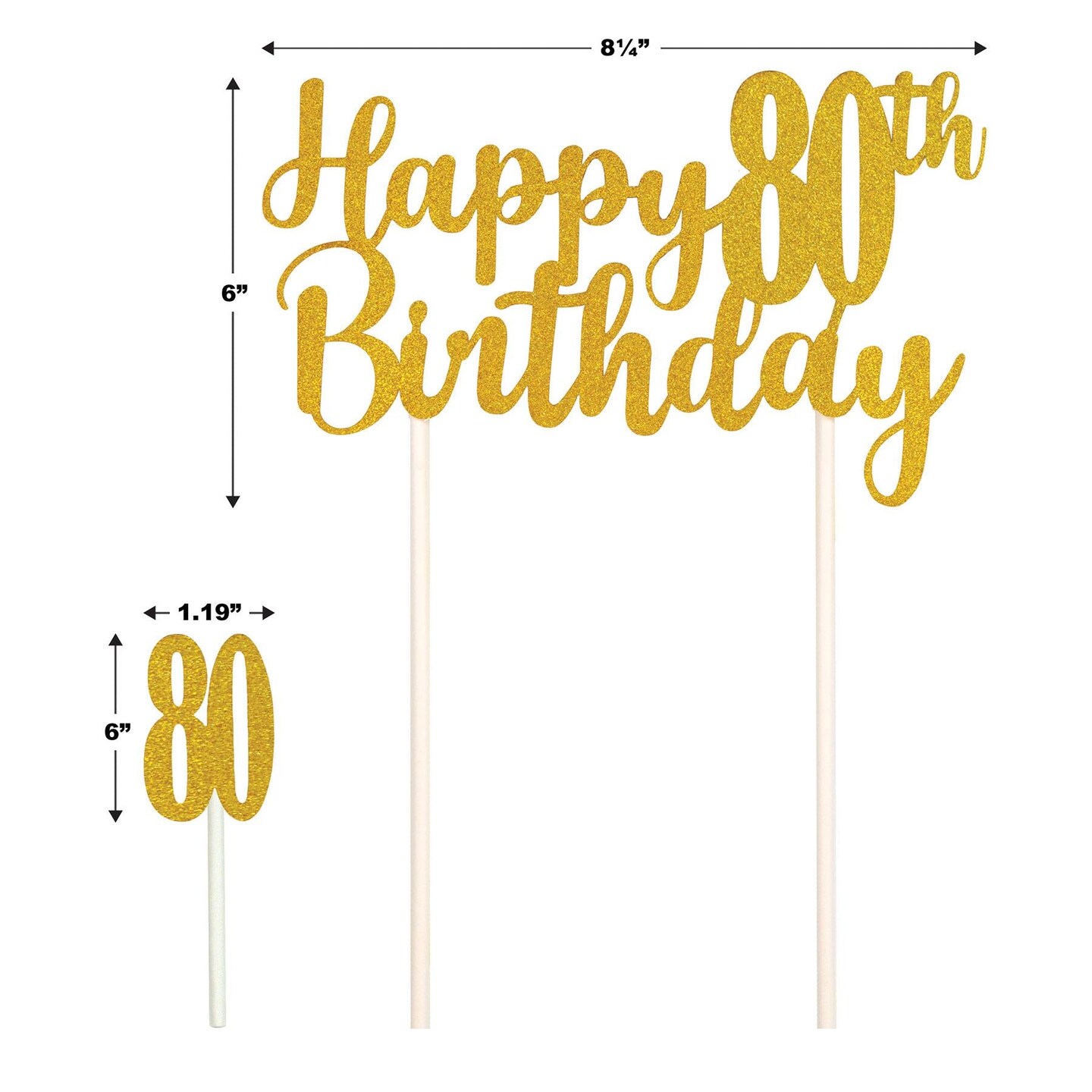 12 Pack Beistle Happy 80th Birthday Party Cake Topper