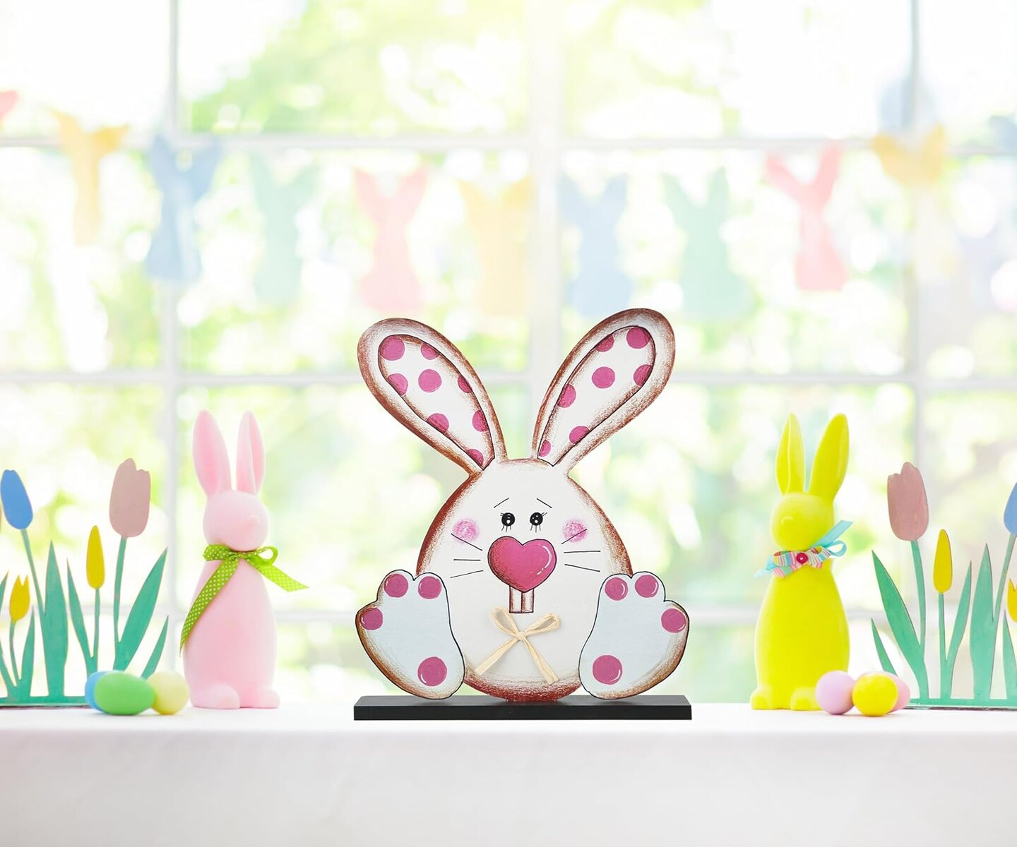 Easter Bunny Wooden Signs Easter Decorations for Home Farmhouse Cute Bunny Easter Decor Table Signs