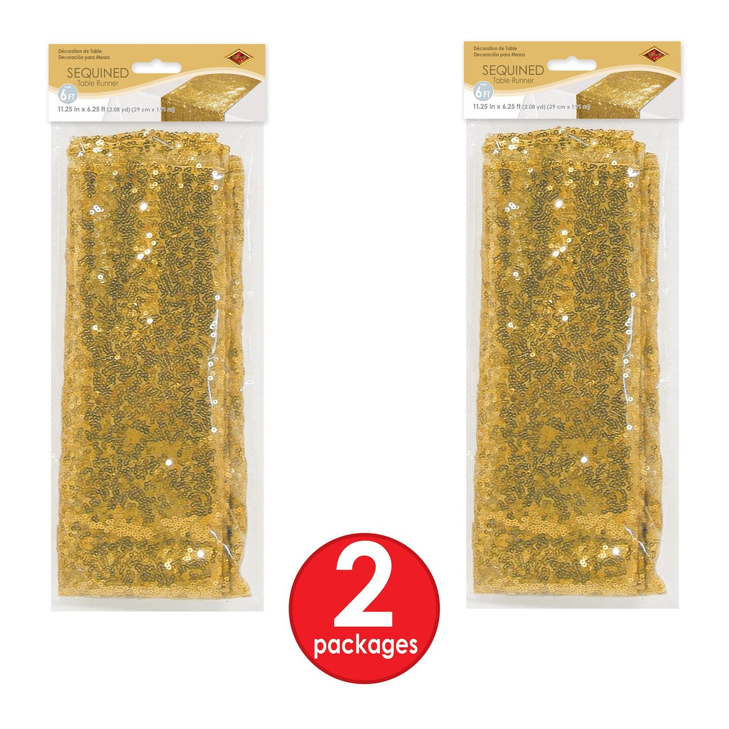 12 Pack Beistle Sequined Table Runner - gold