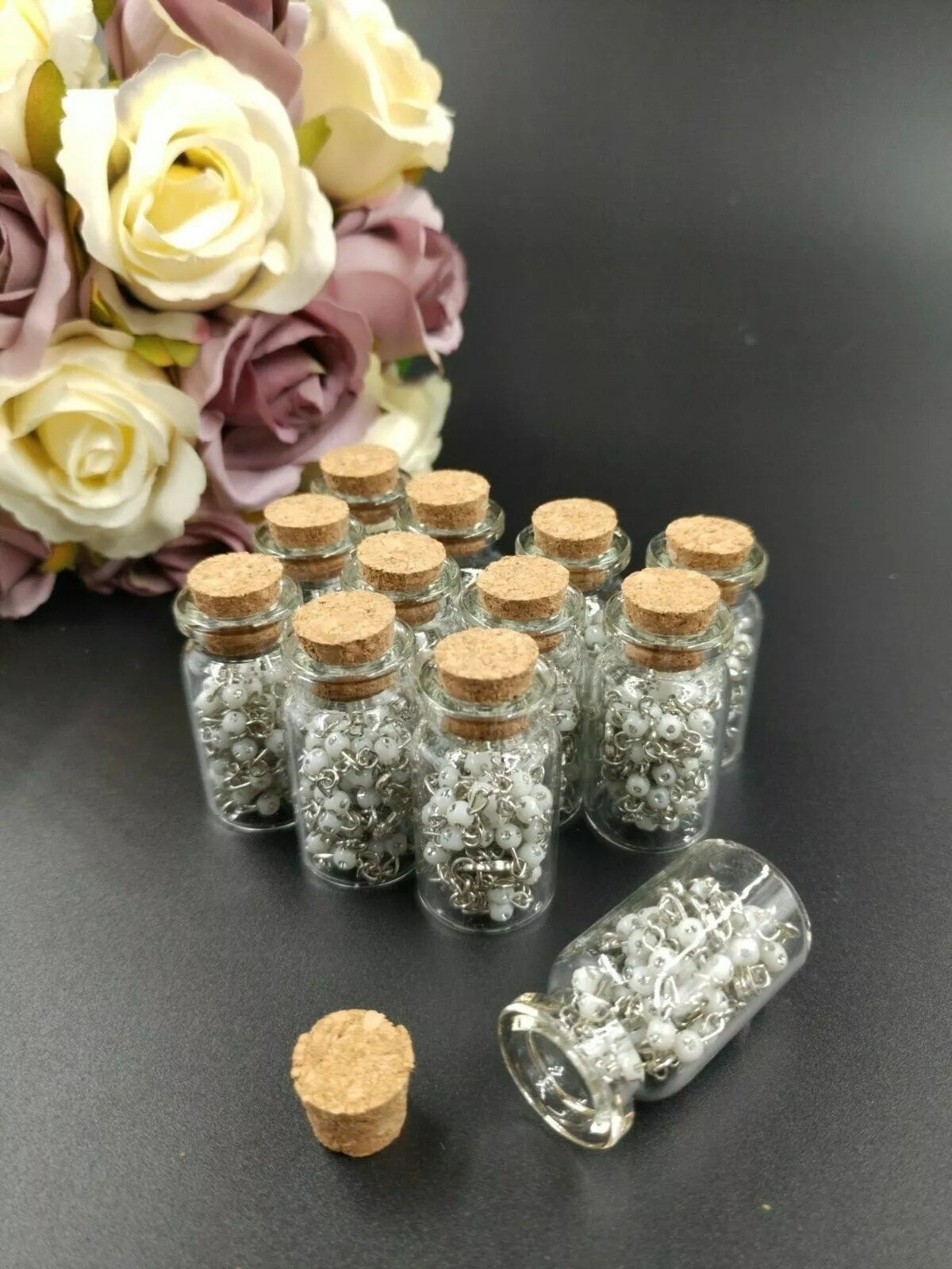 12 Piece Lot Rosary Glass Beads Beaded CATHOLIC Rosary Crucifix Necklace Bottle