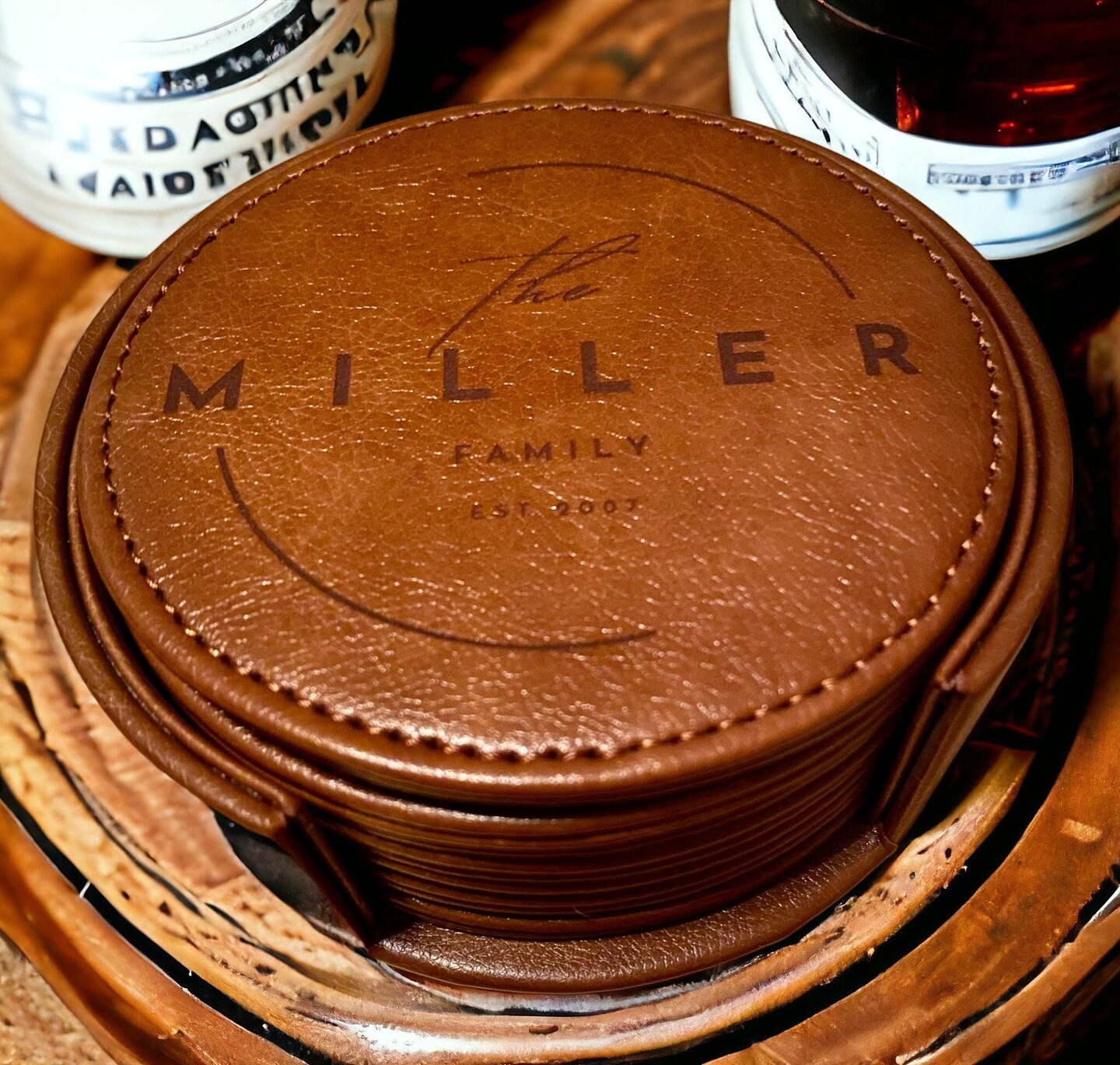 Dessous De Verre Personnalisé Gravé - Cadeau Pour Amateurs De Café - Liège & Bois