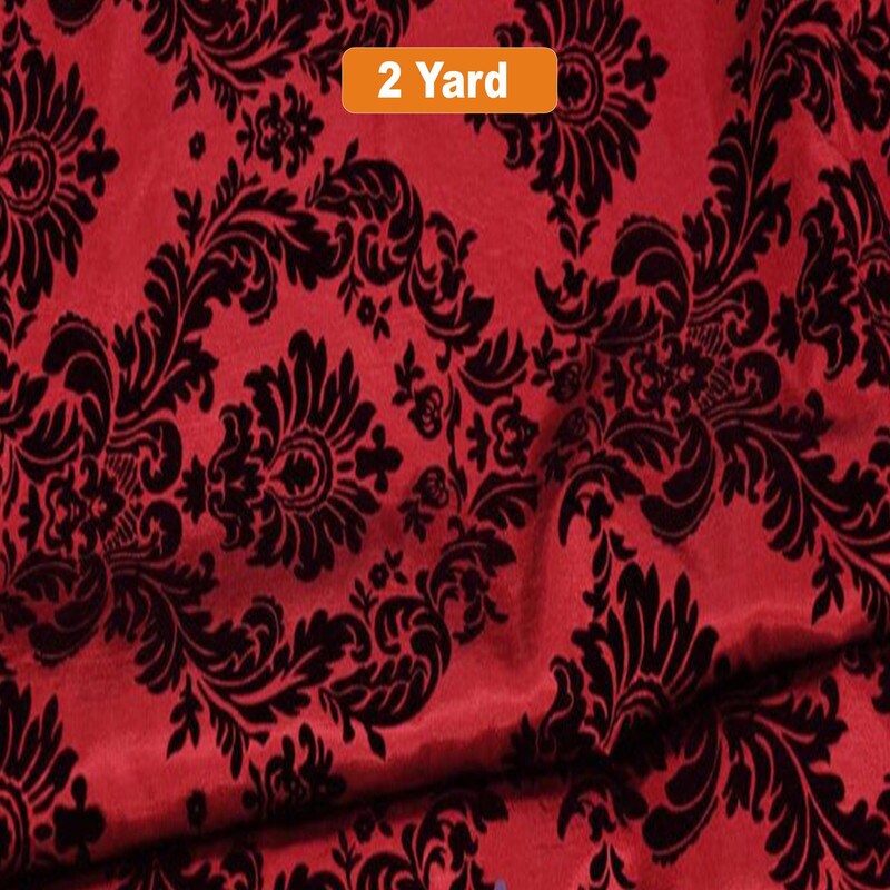 60" Wide Damask Flocking Taffeta Fabricfor Curtains Apparel and Decor