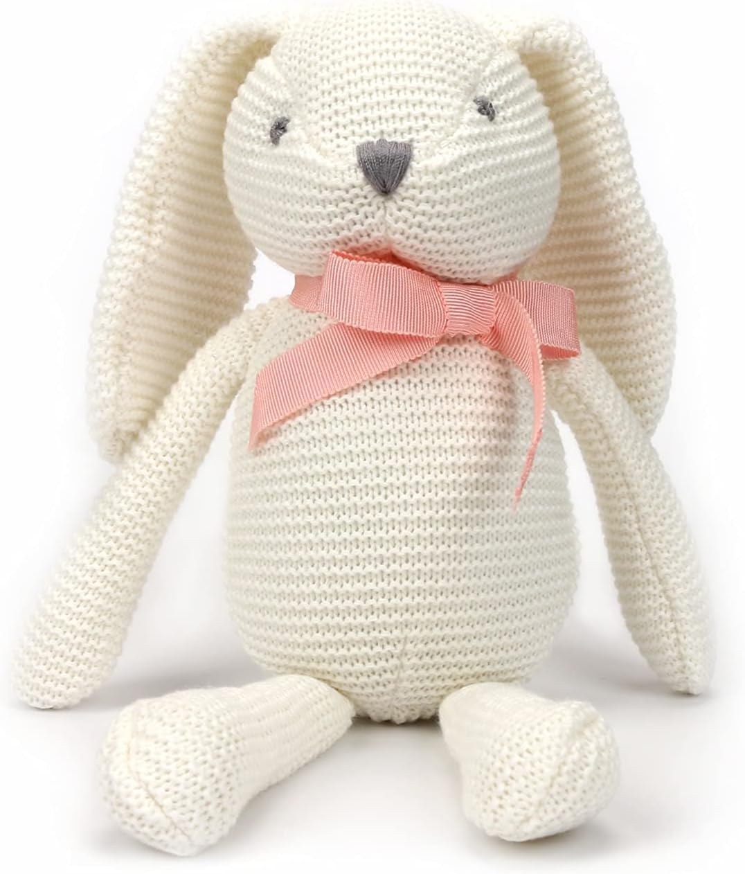 Organic Baby Toys White Bunny Rabbit Stuffed Animal for Newborn 7.1&#x22;
