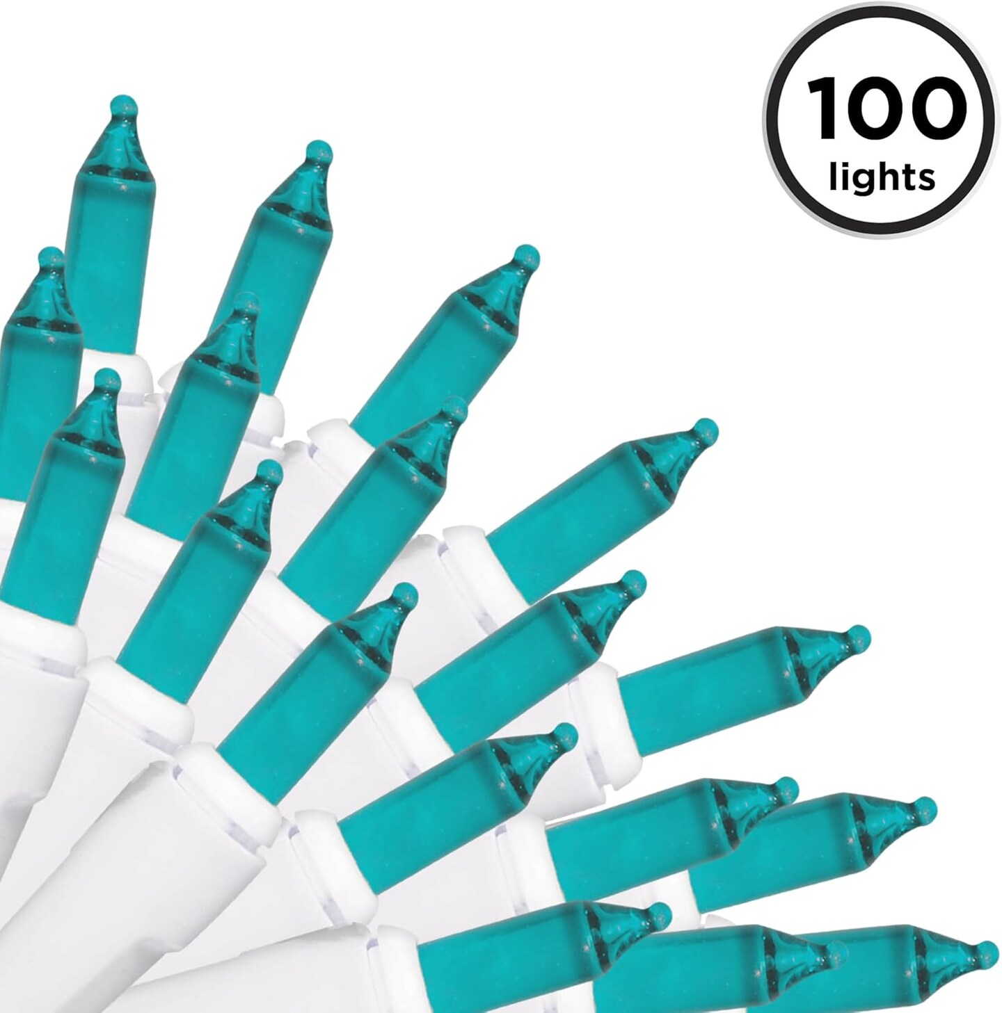100 Count Mini String Christmas Lights, Teal - 22 feet Indoor/Outdoor Christmas Tree Lights with White Wire