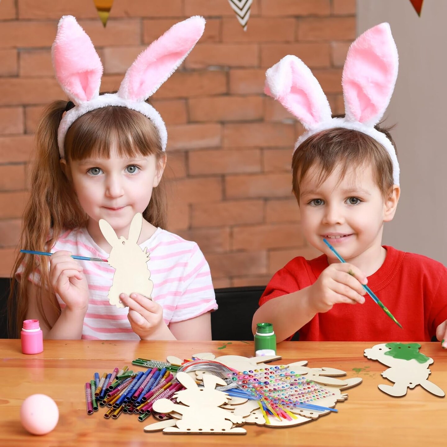 24 Pack Bunny Wind Chime Kit for Kids Make You Own Easter Rabbit Wind Chimes DIY