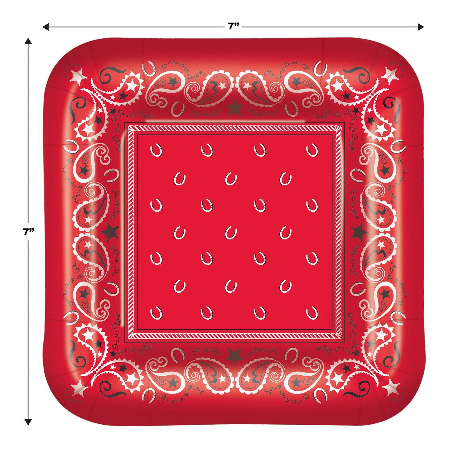 96 Pack Beistle Bandana Party Paper Plates 7 inch