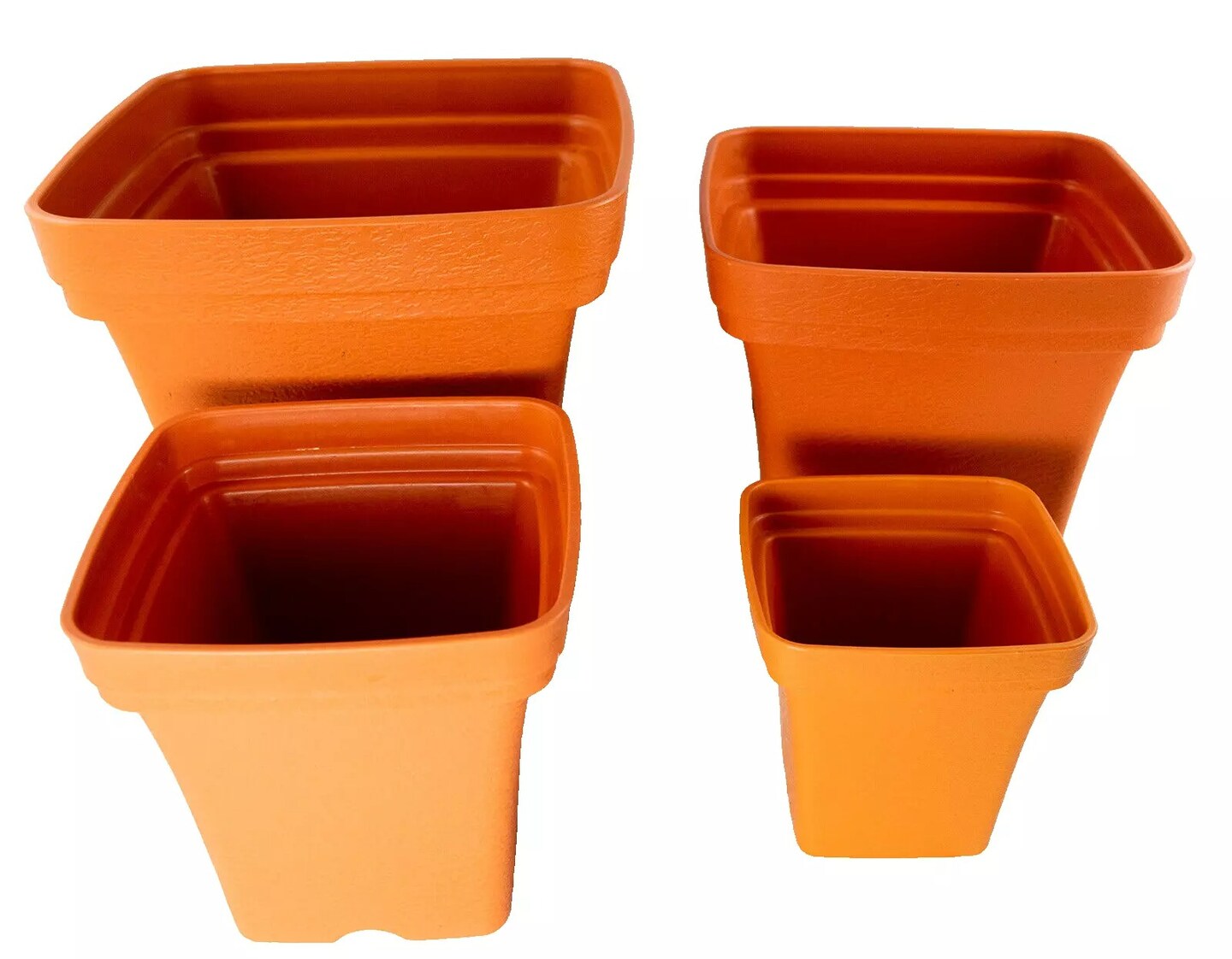 4 Mix Square Cascade Plastic Bonsai, Cactus, Succulent &#x26; Orchid Planter - Orange