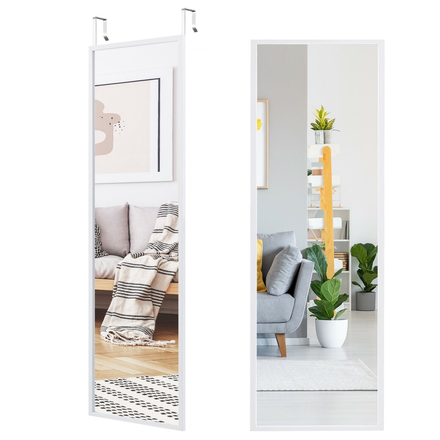 Full Length Metal Door Mirror with Adjustable Hook