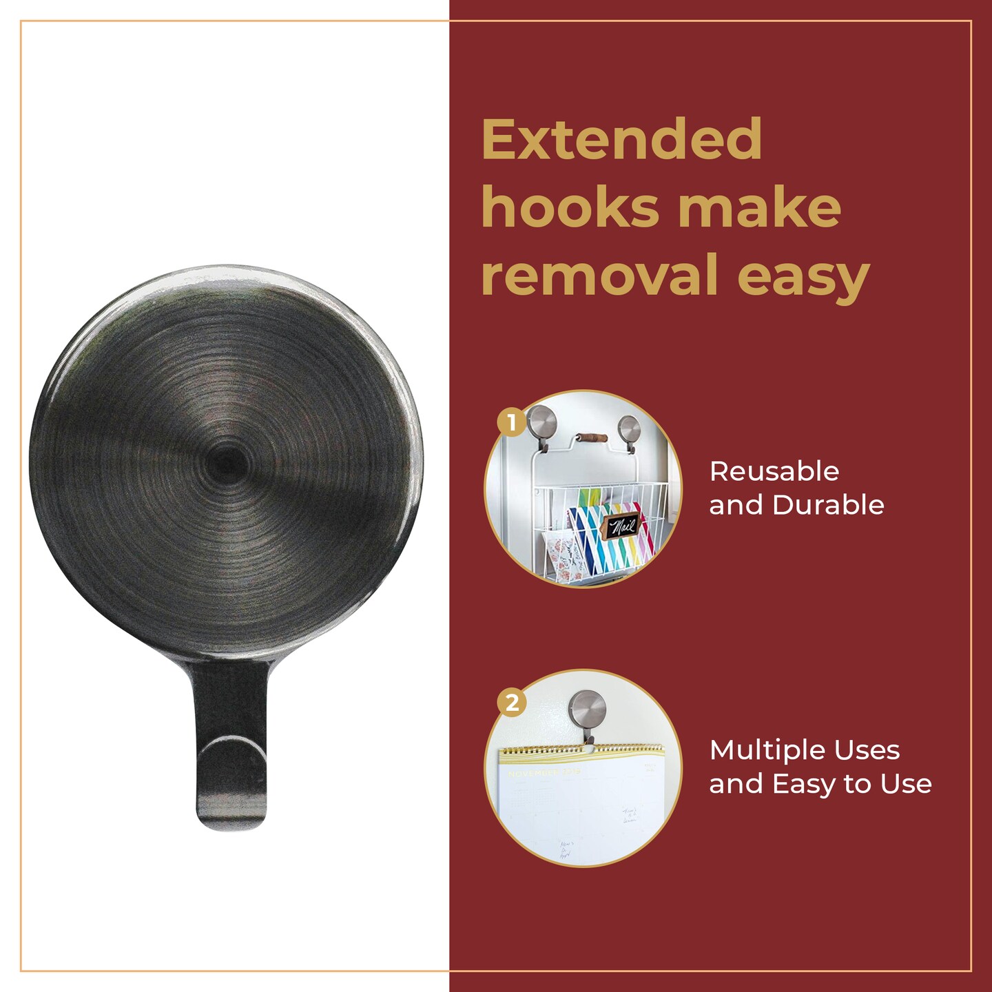 Haute Decor Attract® Magnetic Hanger, 1 Pack - Strong Magnet Hook for Metal Doors and Surfaces