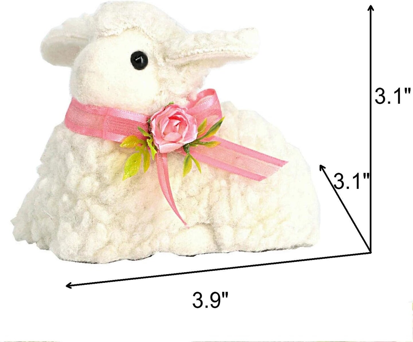 4 Inches Farm Animals Easter Decor,Set of 3 Sisal Animals Figurines w Spring Decor Flower as Easter Decorations for The Home, Realistic Easter Ornaments Includes Pig Decor