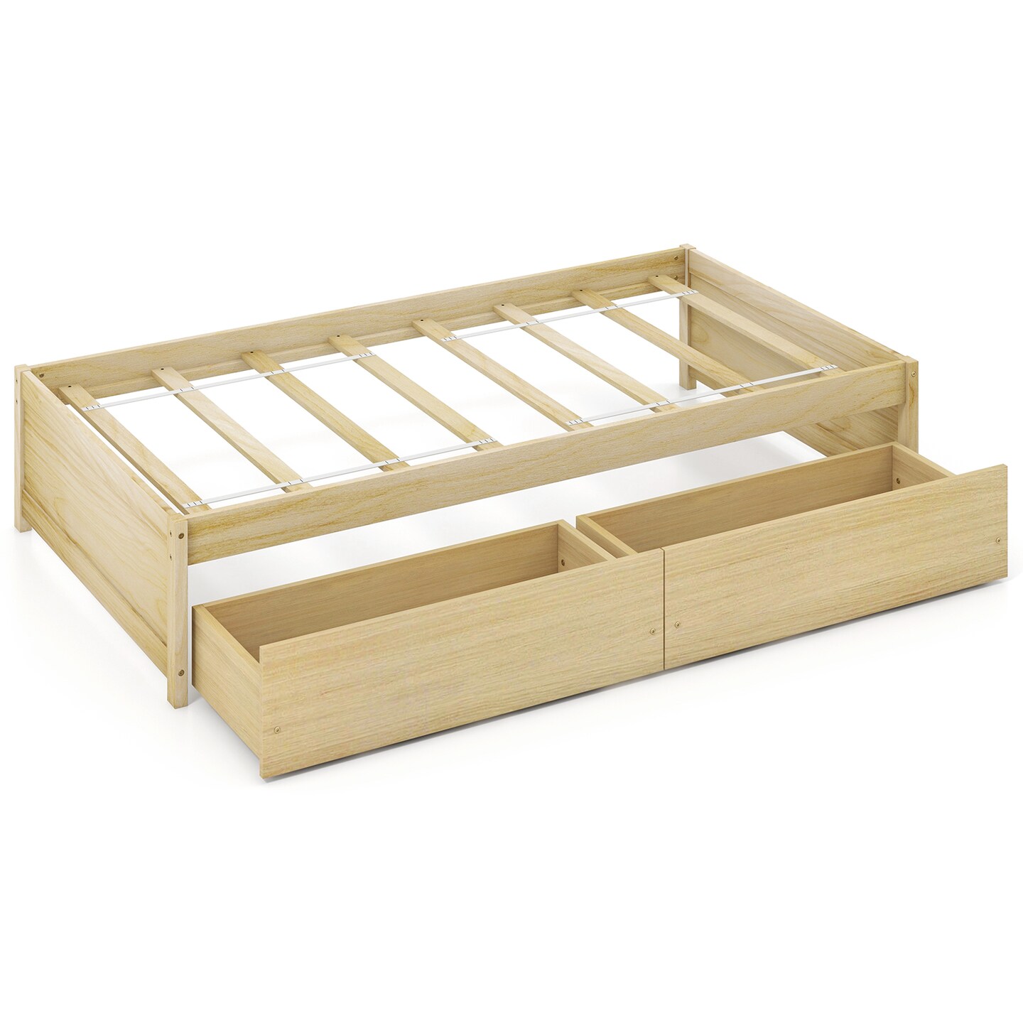 Wooden Twin Captain Bed with Storage Drawers and Daybed Function