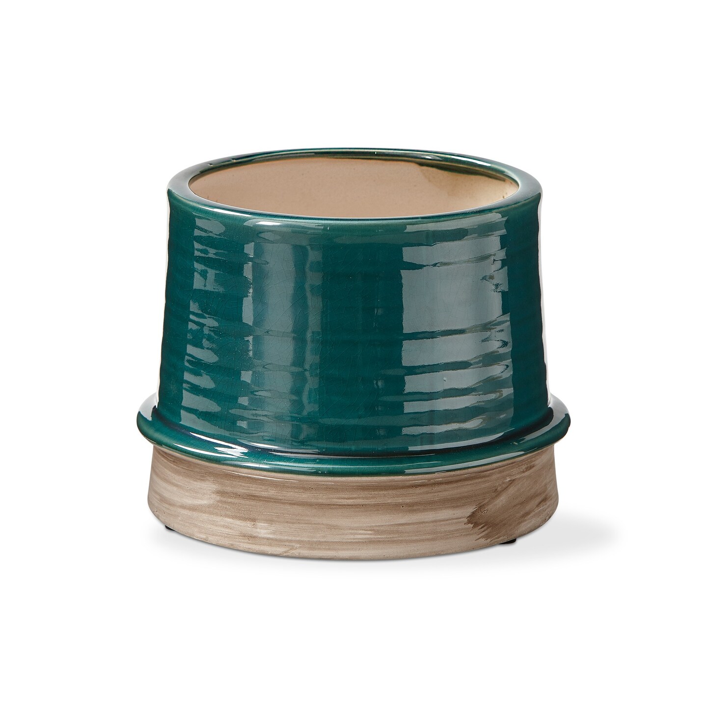 Radius Planter Large White Glazed Stoneware, 6L x 6W x 5.4H inches, Fits up to a 5&#x22; drop in pot
