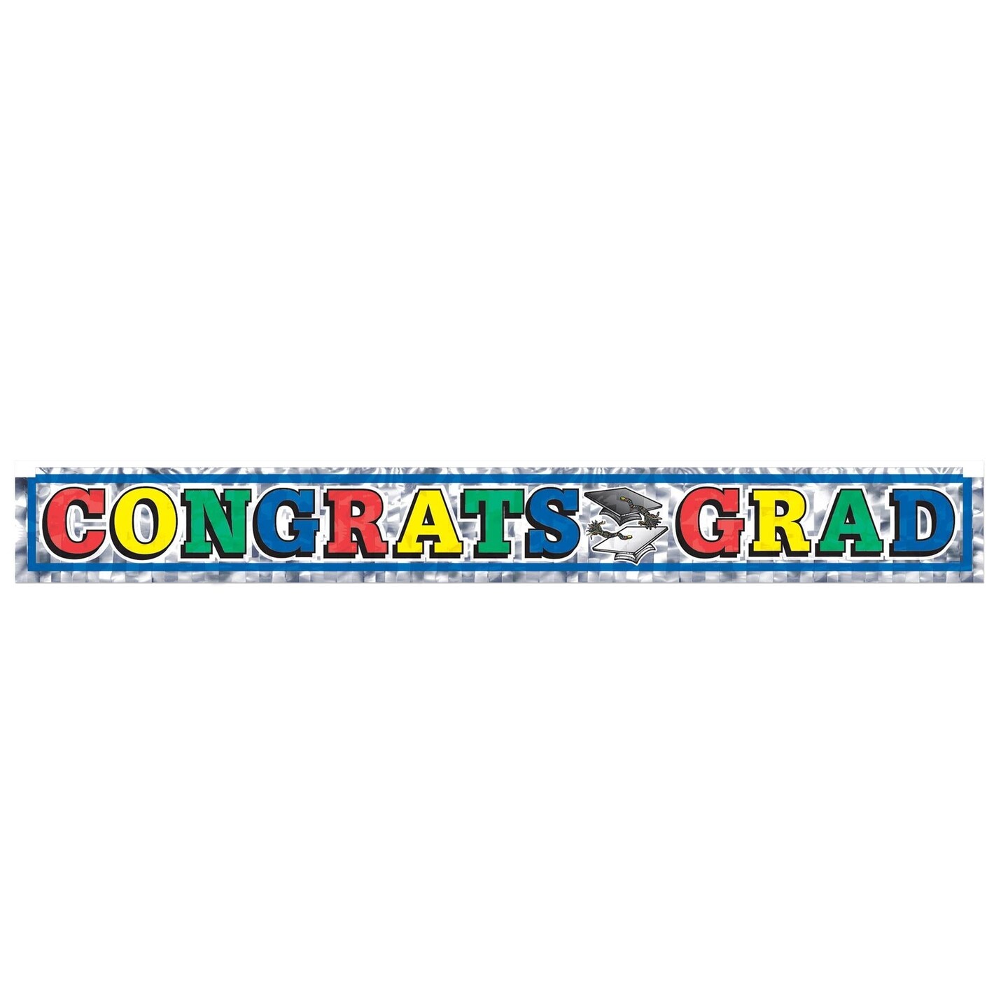 12 Pack Bulk Metallic Congrats Grad Graduation Party Fringe Banner