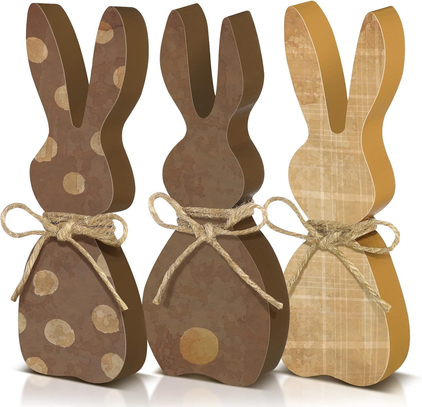 3 Pieces Easter Decorations for the Home Wooden Bunny Decor Sign