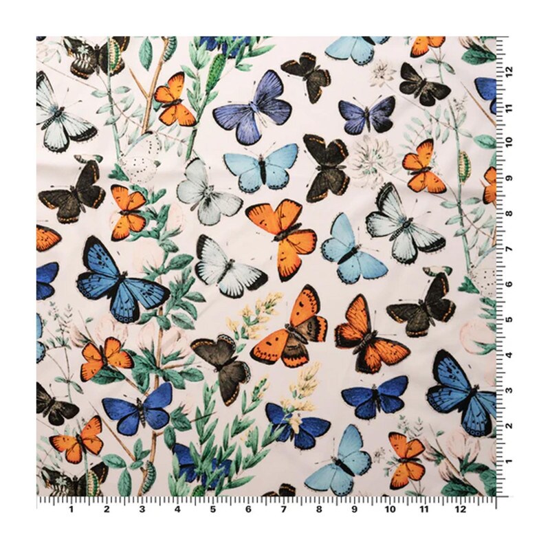 Butterflies in Flight Printed Spandex Fabric 82% Nylon 18% Spandex