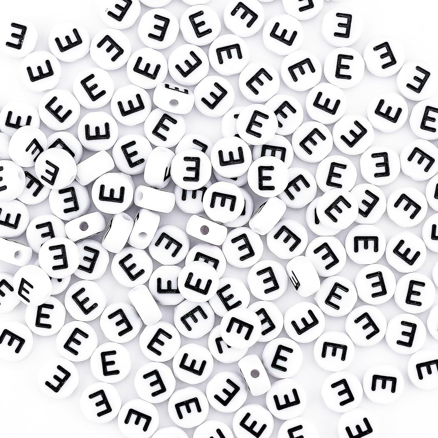 300Pcs Vowel Letter Pony Beads for Friendship Bracelets Making 4X7mm Individual Round White Alphabet Beads E