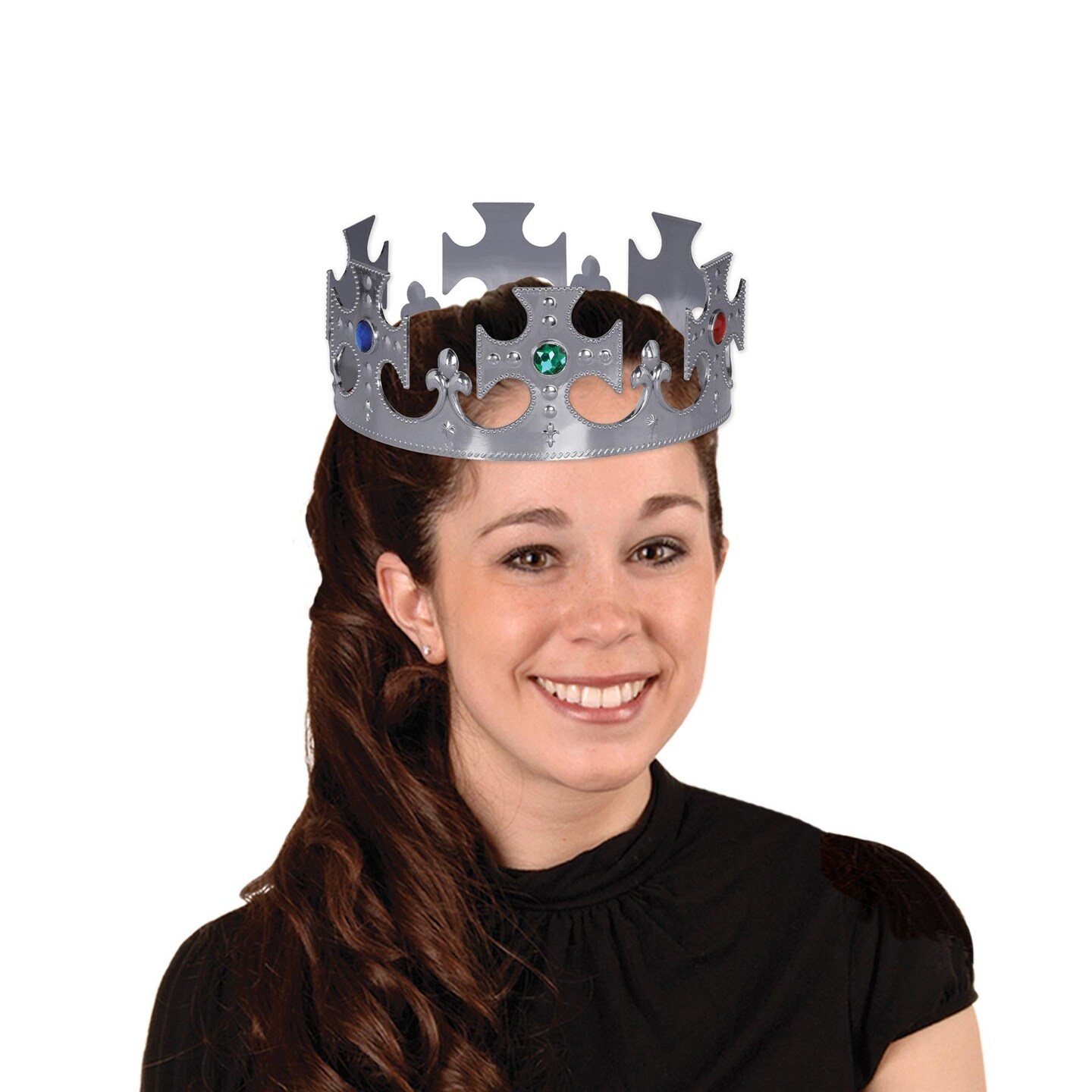 12 Pack Beistle Silver Plastic Jeweled King&#x27;s Crown