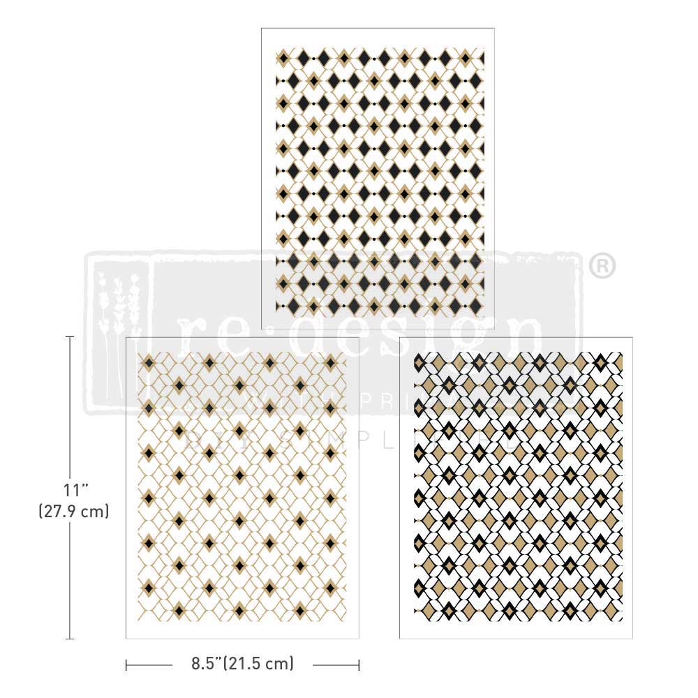 Middy Transfers&#xAE; - Moroccan Diamonds - 3 sheets, 8.5&#x22;x11&#x22;