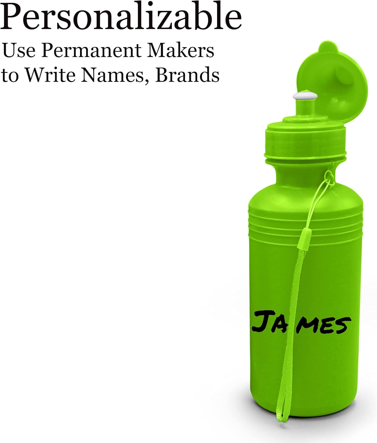 4E&#x27;s Novelty 4 Pack Kids Water Bottles 18oz &#x2013; BPA-Free, Reusable Plastic Bottles with Strap