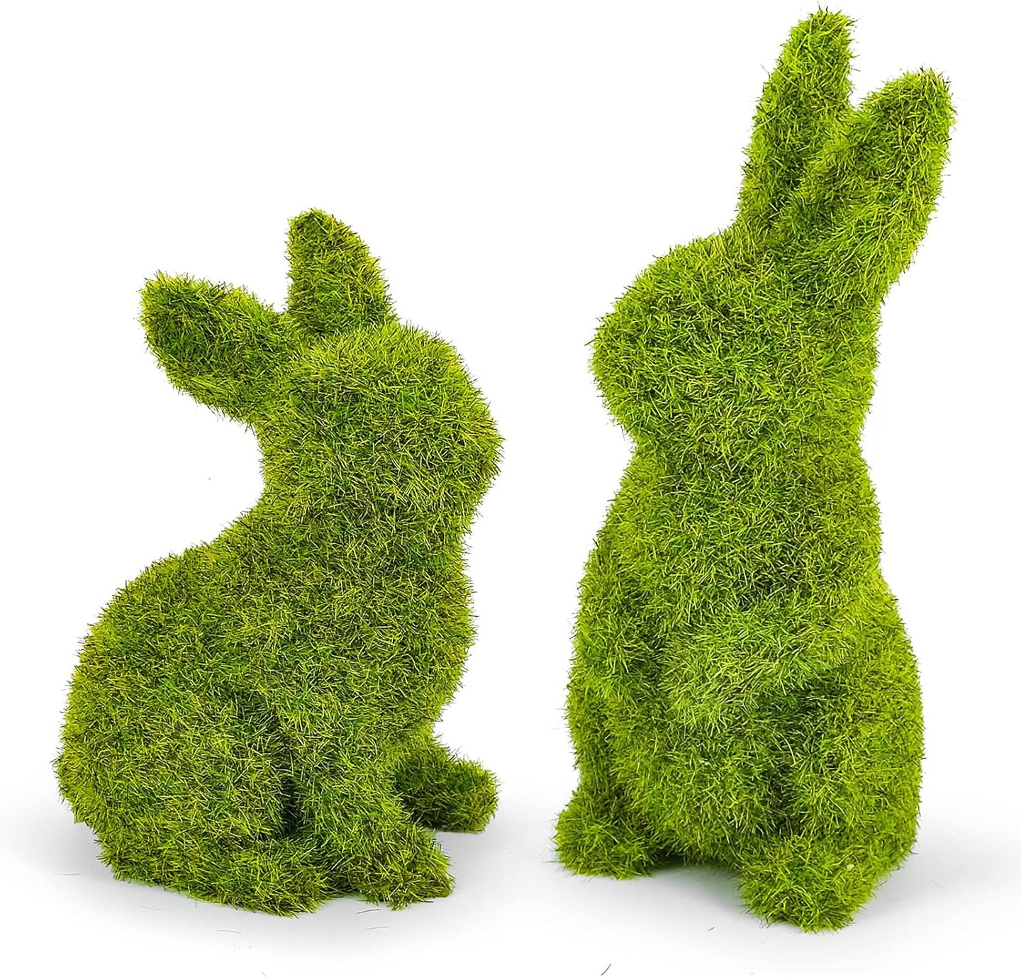 Easter Bunny Decorations,Resin Moss Bunny Figurine,Garden Artificial Moss Rabbit Easter Décor Easter Party Favors Gifts(Small-2pcs)