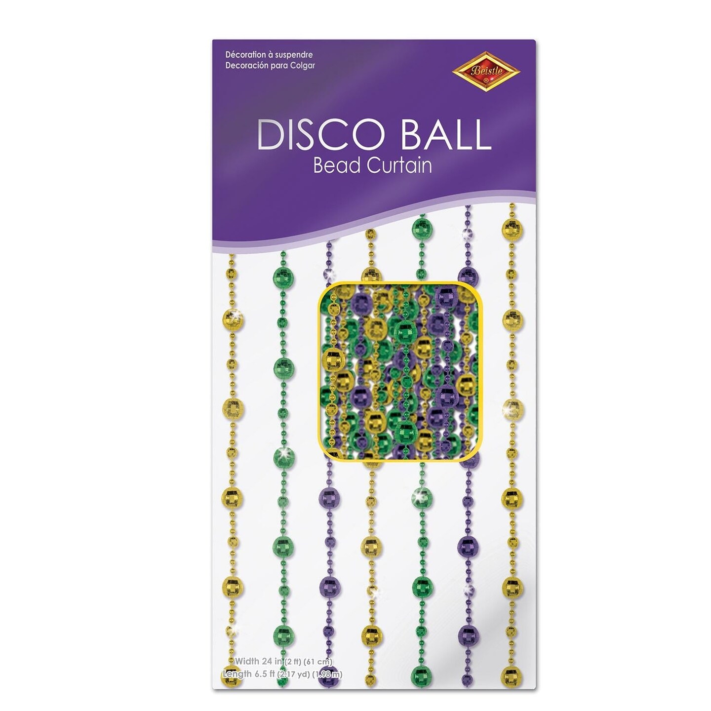 Beistle Mardi Gras Disco Ball Bead Curtain Decoration