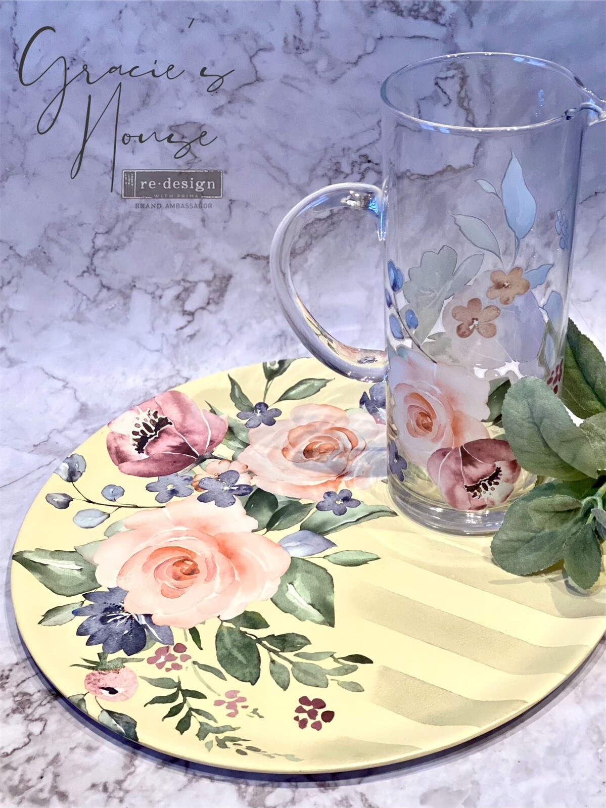 24 Redesign Decor Transfers&#xAE; - Watercolor Bloom - total sheet size 24inx35in, cut into 3 sheets rub-ons 