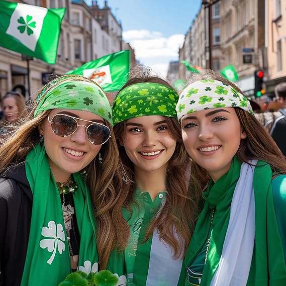 Biubee St. Patrick's Day Headband- Elastic Soft Green Shamrock Headband