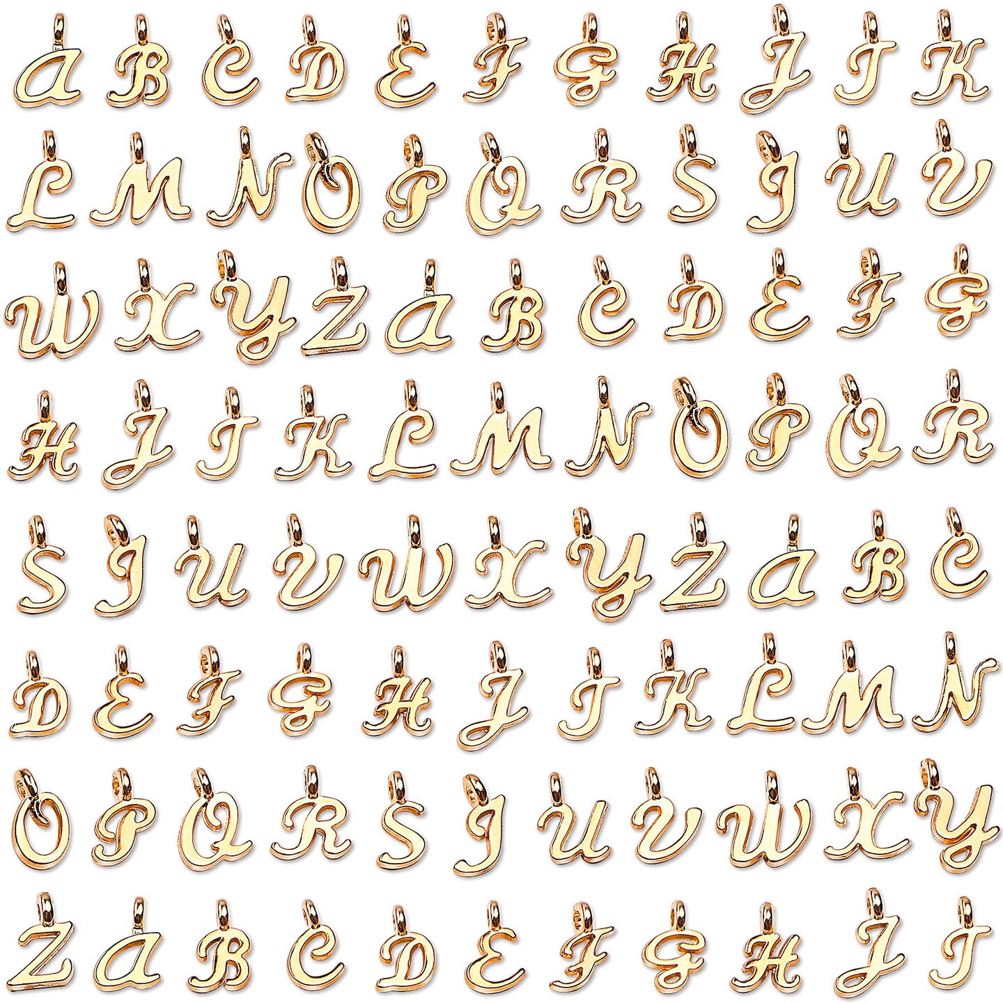 156Pcs/6 Sets Gold Letter Charms with 200Pcs Open Jump Rings for Jewelry Making, Alphabet A-Z Pendants for DIY Bracelet Necklace Craft Projects