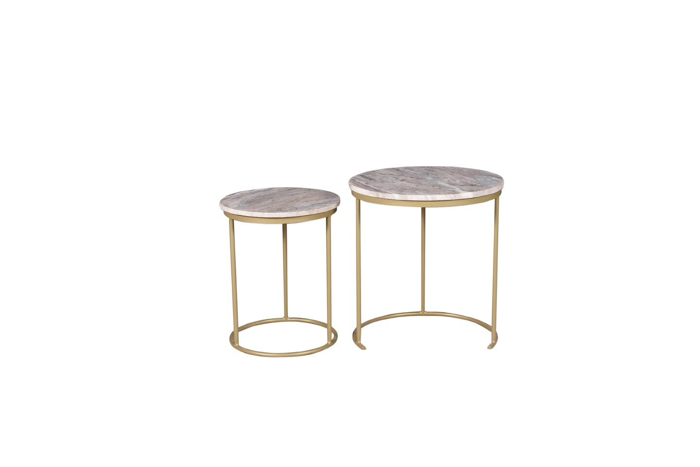 Brown Marble Nesting Coffee Table  With Golden Metal Frame