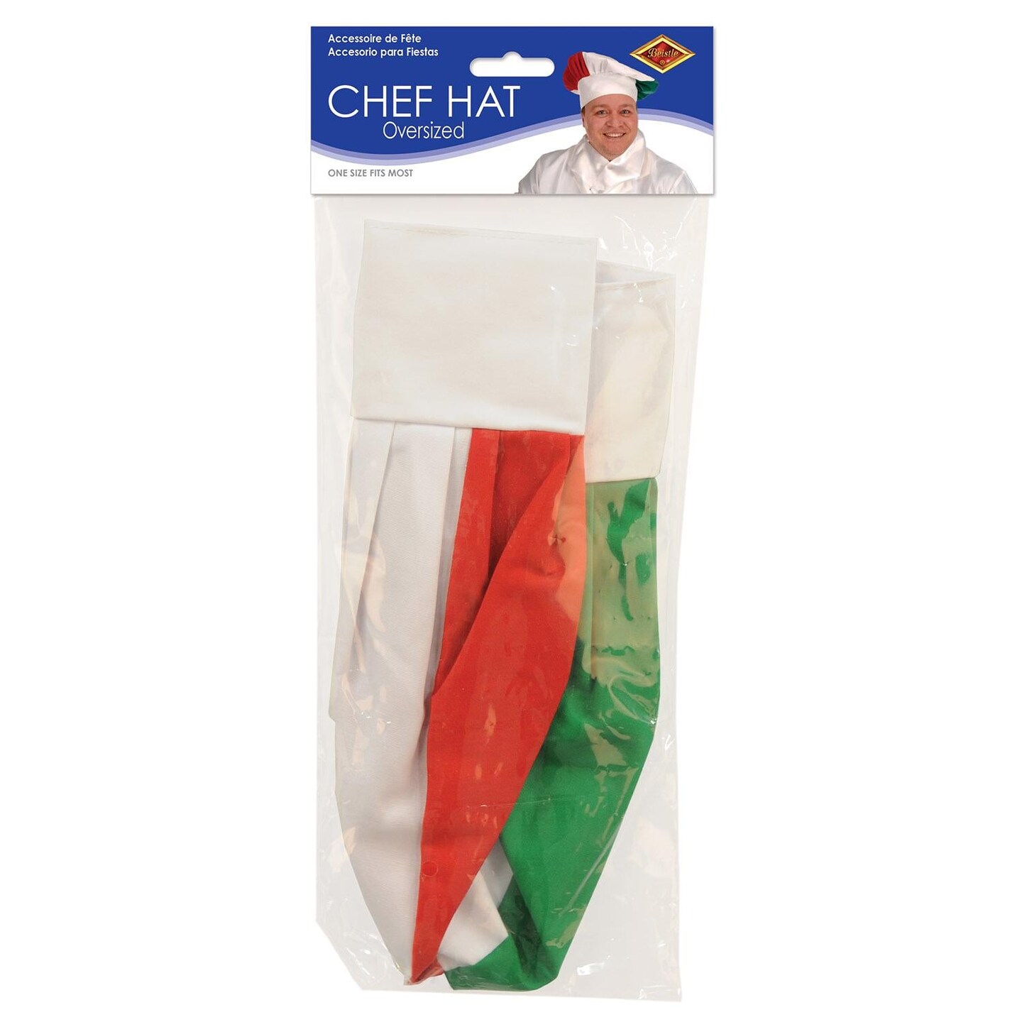 12 Pack Beistle Oversized Fabric Chef&#x27;s Hat- Red, White, and Green
