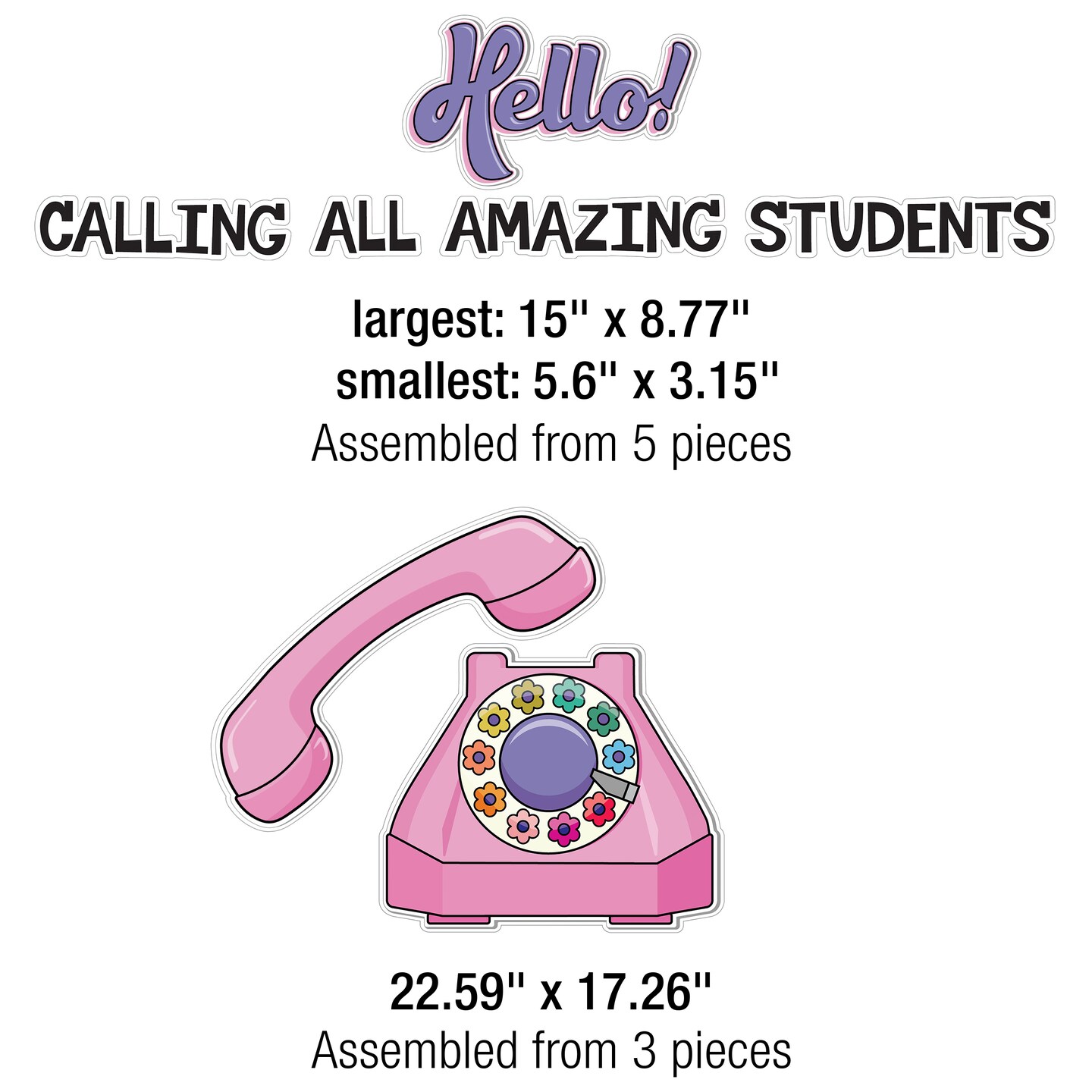 Carson Dellosa Retro Remix 71PC Welcome Bulletin Board Set, Inspirational Wall Art for Back to School Decorations, Chalkboard, and Classroom Decor, Groovy Teacher Supplies